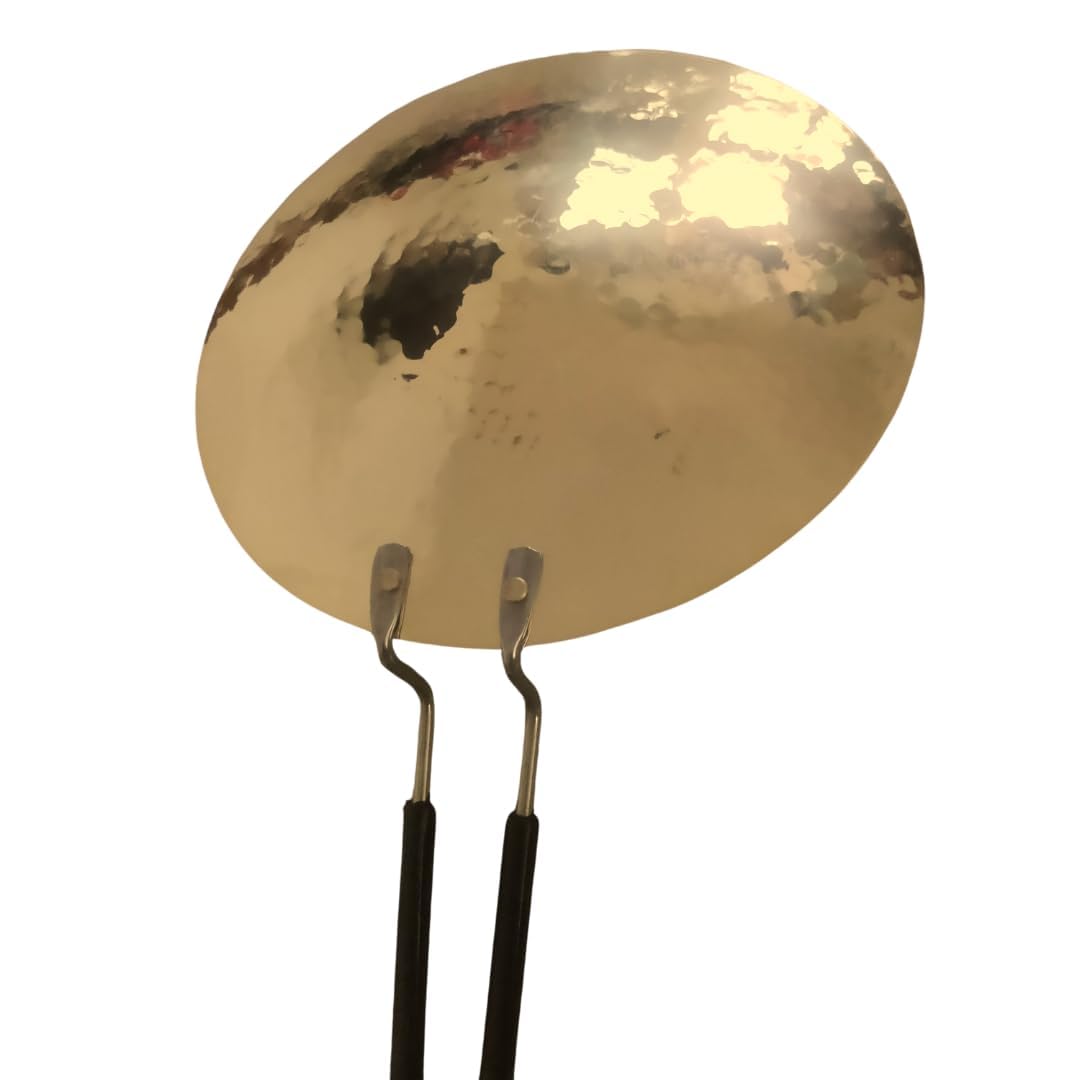 ZEENAT X Brass Roti Tawa - Teflon-Free, Non-Toxic Roti Tawa with PVC Handle - Pure Pital Brass Flat Pan for Chapati, Paratha & Healthy Cooking