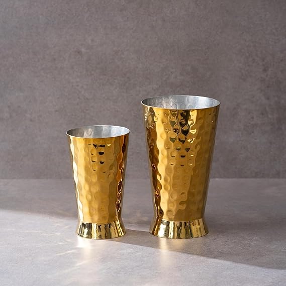 ZEENAT X Brass Glass (Small) / Serving Water Glasses Serveware | Anti Rust. (Small)