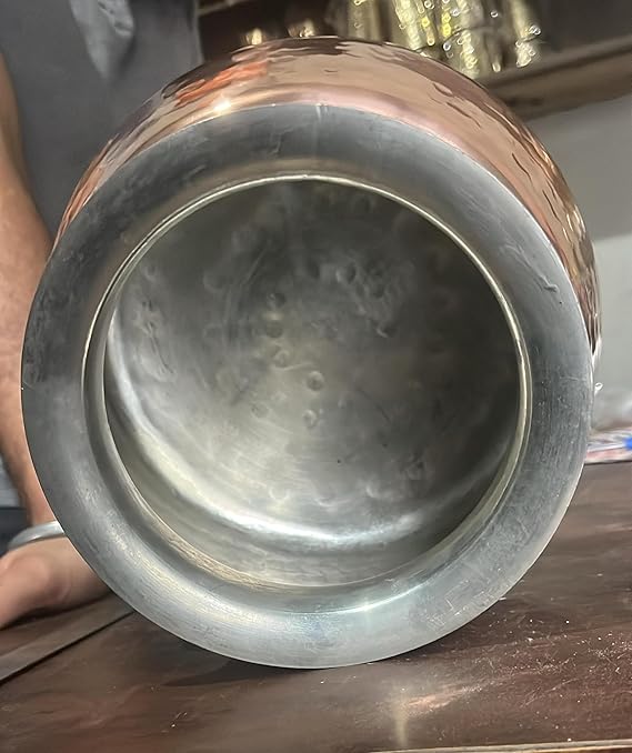 ZEENAT X Copper Madurai Handi Tin Coated with Lid 100% Pure Copper Degchi Teflon/Chemical Free Cooking Biryani Handi for Kitchen