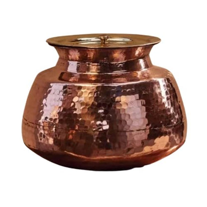 ZEENAT X Copper Madurai Handi Tin Coated with Lid 100% Pure Copper Degchi Teflon/Chemical Free Cooking Biryani Handi for Kitchen
