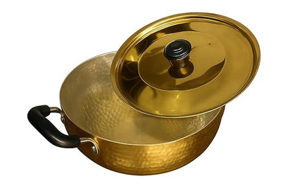 Brass Kadhai 3L with Insulated Heat-Resistant Handle and Glass Lid | 100% Pure Brass Tin Coated Kadai for Cooking | Non-Stick and Chemical-Free (Free 30ml Copper & Brass Cleaning Solution)