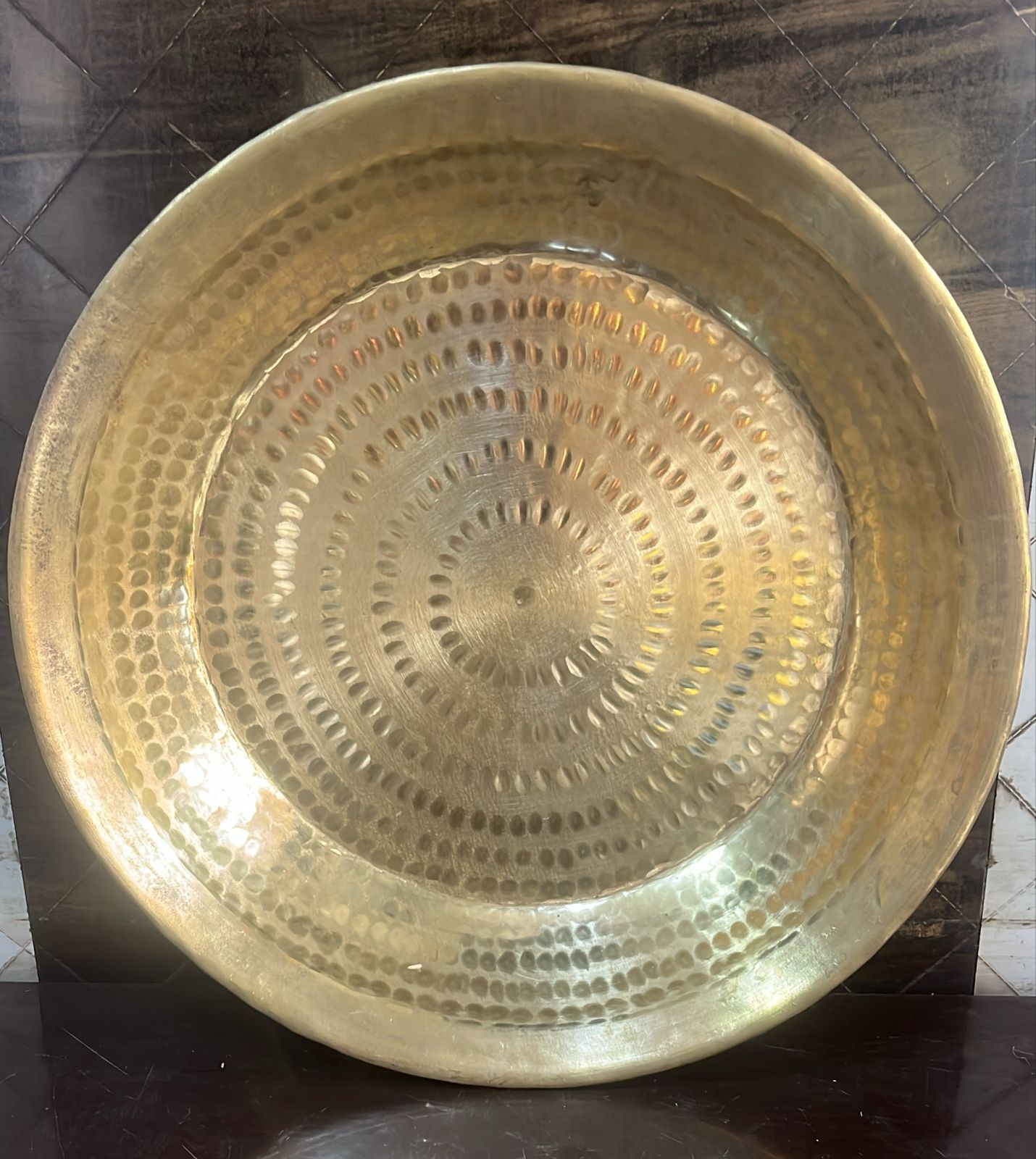 ZEENAT METALMART Brass Paraat, 14-Inch Diameter | Traditional Brass Dough Kneading Bowl | Enhanced Flavor, Health Benefits & Eco-Friendly | Ideal for Roti, Paratha, Bhatura