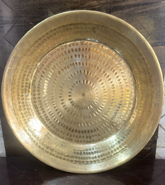 ZEENAT METALMART Brass Paraat, 14-Inch Diameter | Traditional Brass Dough Kneading Bowl | Enhanced Flavor, Health Benefits & Eco-Friendly | Ideal for Roti, Paratha, Bhatura