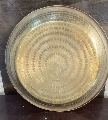 ZEENAT METALMART Brass Paraat, 14-Inch Diameter | Traditional Brass Dough Kneading Bowl | Enhanced Flavor, Health Benefits & Eco-Friendly | Ideal for Roti, Paratha, Bhatura