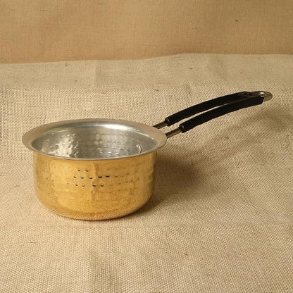 ZEENAT X Brass Sauce Pan |Tapeli | Patila | Bhagona for Milk | Tea with Tin Coating Inner Side | Kalai | Serving Sauce Pan for with Handle for Serving & Cooking (1.5 litres)